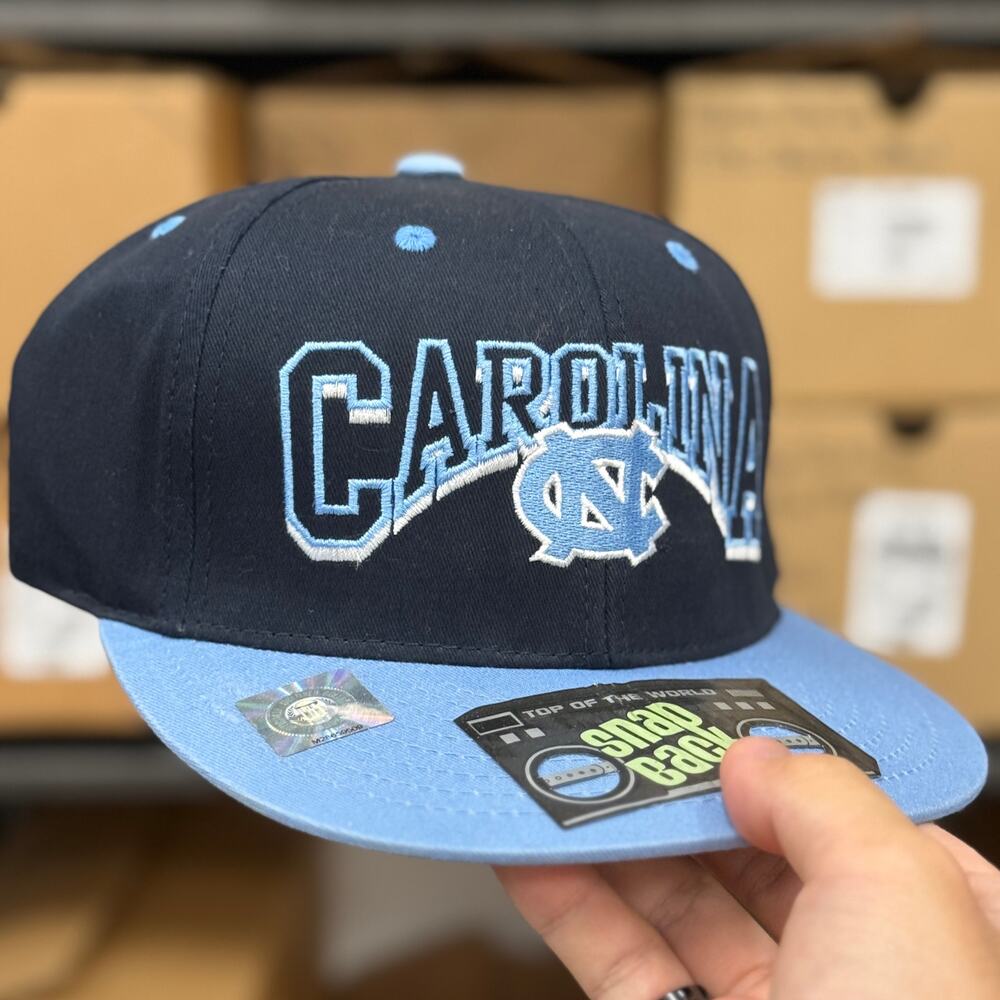 Vintage Top of the World UNC Tar Heels CAROLINA Snapback Hat Navy Carolina Blue